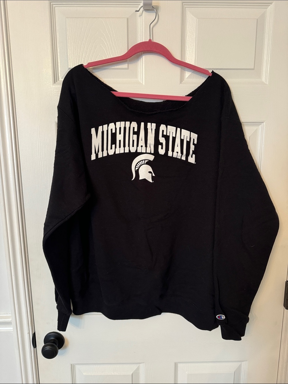 Champion Black Michigan State Crewneck Sweatshirt with White Logo